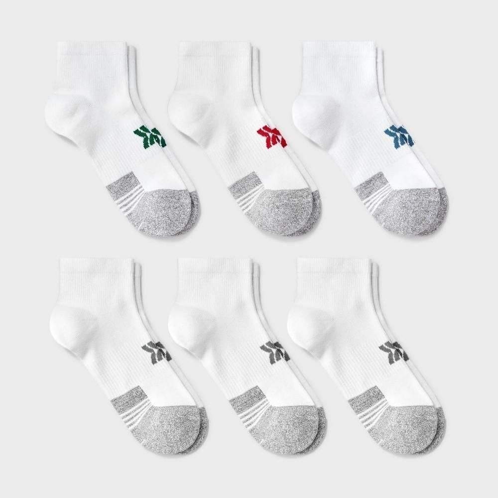 Kids' 6pk Ankle Length Socks - All in Motion™ White L